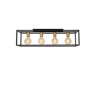 Lucide Ruben ceiling light, black, 90 cm, 4-bulb, metal, E27