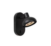 Lucide Sensas Single Light Wall Spotlight In Black Finish