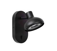 Lucide Sensas Single Light Wall Spotlight In Black Finish