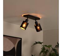 Lucide Tagalog Scandinavian Twin Ceiling Spotlight - 2Xe27 - Black, Black