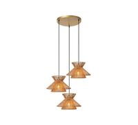 Lucide Tasman 3 Light Cluster Ceiling Pendant In Natural Finish