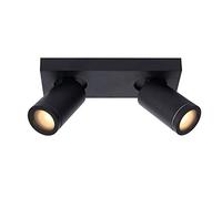 LUCIDE Taylor - Ceiling Spotlight Bathroom - LED Dim to Warm - GU10-2x5W 2200K/3000K - IP44 - Black