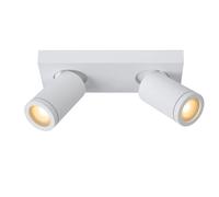 Lucide Taylor Modern Twin Ceiling Spotlight Bathroom - LED Dim To Warm - Gu10 - 2X5W 2200K/3000K - Ip44 - White, White