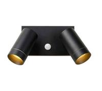 Lucide Taylor Outdoor Wall Mounted Twin Spotlight With Pir Sensor Black