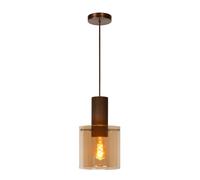 Lucide 'TOLEDO' Dimmable Adjustable Height Indoor Vintage Pendant Light 1xE27 in Orange Lucide Orange