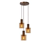 Lucide Toledo Vintage Cluster Pendant Light - 3Xe27 - Amber