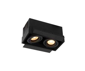 Lucide Trimless Plaster In Square Adjustable Twin Downlight In Black Finish