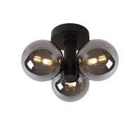 Lucide 'TRUDY' Dimmable Stylish Modern Bathroom Flush Ceiling Light 3xG9 in Black Lucide Black