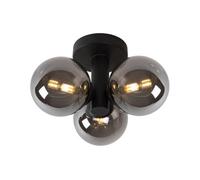Lucide Trudy Modern Flush Ceiling Light Bathroom 28Cm - 3Xg9 - Ip44 - Black