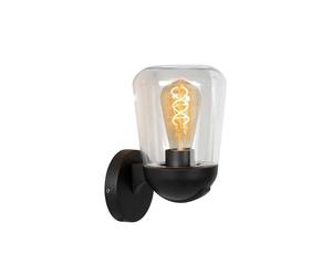 Lucide Tulsa Single Light Outdoor Wall Fitting In Black Finish With Clear Glass