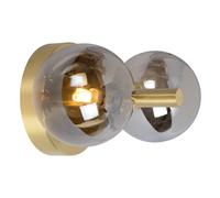 Lucide Tycho wall light, 2-bulb, gold/smoky grey