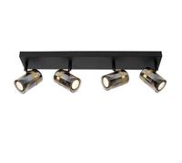 Lucide Upton ceiling spotlight, length 56 cm, black/smoke grey, 4-bulb.