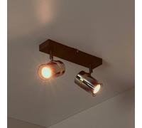 Lucide Upton ceiling spotlight, length 26 cm, black/smoke grey, 2-bulb.