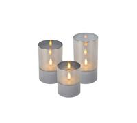 Lucide Vela Battery Operated LED Candle Lights - Smoked Glass - Set of 3