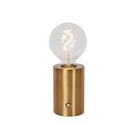 LUCIDE Vivo Rechargeable Table Lamp, Battery, Diameter 8 cm, LED Dim. E27-1x1 W, 2700 K, Matte Gold/Brass