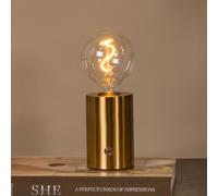 LUCIDE Vivo Rechargeable Table Lamp, Battery, Diameter 8 cm, LED Dim. E27-1x1 W, 2700 K, Matte Gold/Brass