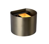 Lucide LED wall light Xio, round, antique brass