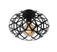 Lucide 'WOLFRAM' Dimmable Stylish Indoor Decorative Flush Ceiling Light 1xE27 in Black Lucide Black