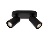 Lucide Xyrus Modern Twin Ceiling Spotlight - LED Dim To Warm - Gu10 - 2X5W 2200K/3000K - Black, Black