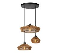 Lucide 'YUNKAI' Dimmable Stylish Adjustable Cluster Pendant Light 3xE27 in Brown Lucide Brown
