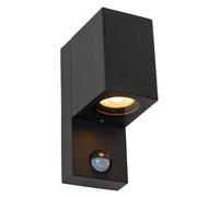 Lucide ZARO IR GU10 IP65 Black Outdoor Wall Spotlight, Garden Patio Porch Light Fixture 7W - H 17cm