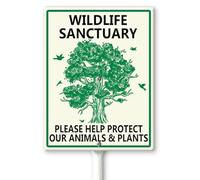 Lucidhisun Wildlife Sanctuary Please Help Protect Our Animals and Plants Yard Sign with Stakes 20×30cm, Sturdy Aluminum Yard Signs Rust Free, Wildlife Sanctuary Metal Sign