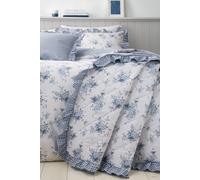 'Lucie Floral Frill' Fully Reversible Bedspread Catherine Lansfield Blue One Size