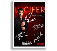 Lucifer Cast Signed Autograph A4 Poster Photo Print Netflix TV Show Series Season Framed DVD Boxset Memorabilia Gift (A3 Poster Only)