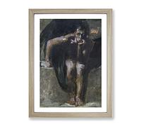 Lucifer Vol.2 By Franz Von Stuck Classic Painting Framed Print | A4 Oak Framed Wall Art | Ready to Hang | Classic Historical Picture | Living Room Bedroom Lounge Office