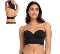 Lucilift - Low Back Strapless Bra,Push up Bandeau Lift Bra,plus size bra，Multi-Way Push Up Bra with Removable Straps (1,36/80E)