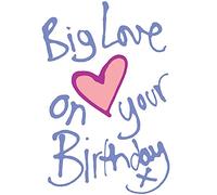 Lucilla Lavender Big Love Heart Happy Birthday Card Colourful Greeting Card