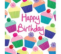 Lucilla Lavender Colourful Cupcakes Happy Birthday Card Greeting Card