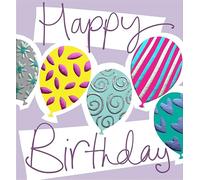 Lucilla Lavender Colourful Funky Balloons Happy Birthday Card Greeting Card