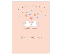 Lucilla Lavender Congratulations On Your Engagement Card - Cute Birds & Love Hearts - Newly Engaged Premium Greeting Card with Envelope