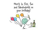 Lucilla Lavender Fizz Fun and Fabulousness Birthday Card - Fun Cartoon Smiley Face Greeting Card