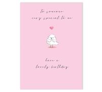 Lucilla Lavender Happy Birthday Card for Someone Very Special - Cute Bird & Love Heart - Embossed Finish - Premium Greeting Card for Women with Envelope