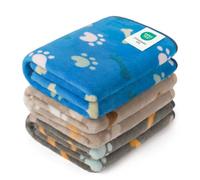 Luciphia 1 Pack 3 Blankets Fluffy Premium Fleece Pet Blanket Flannel Bone Printed Throw for Dog Cat, Soft Throw Cover for Crate Couch, Gifts Puppy Essentials, Blue/Grey/Brown, Medium (30x20 inch)