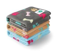 Luciphia 1 Pack 3 Blankets Fluffy Premium Fleece Pet Blanket Flannel Paw Printed Throw for Dog Cat(Large 41x31'', Grey/Brown/Blue)