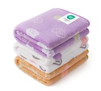 Luciphia 1 Pack 3 Blankets Super Soft Fluffy Premium Cute Cat Pattern Pet Blanket Flannel Throw for Dog Puppy Kitten, White/Purple/Khaki, Large (41x31 inch)