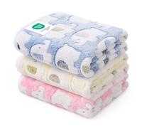 luciphia 1 Pack 3 Blankets Super Soft Fluffy Premium Cute Elephant Pattern Pet Blanket Flannel Throw for Dog Puppy Cat Blue/Pink/Yellow Small(23x16 inch)