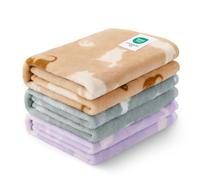 Luciphia 1 Pack 3 Cat Printed Fleece Pet Blankets Washable，Soft Warm Throw Covers for Crate Couch Bed，Cozy Puppy Essentials for Dogs and Cats，Purple/Grey/Khaki, Small (23x16 inch)