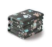 Luciphia, 1 Pack of 3 Pet Fleece Blankets Fluffy Paw Print Pet Blankets for Dogs and Cats (Small, 60 x 40 cm, Grey)