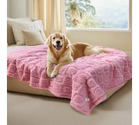 Luciphia Valentines Day Waterproof Blanket for Medium Large Dogs Washable Bed Couch Protector Soft Fluffy 3D Heart Jacquard Pet Blanket with Sherpa Fleece Cozy Calming Throw Blankets， Pink 85x57 inch