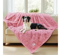 Luciphia Valentines Day Waterproof Blanket for Medium Large Dogs Washable Bed Couch Protector Soft Fluffy 3D Heart Jacquard Pet Blanket with Sherpa Fleece Cozy Calming Throw Blankets, Pink 65x57 inch