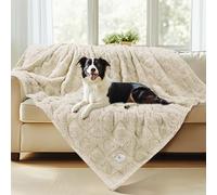 Luciphia Waterproof Blanket for Large Dogs Washable Pet Bed Cover Soft Fluffy Puppy Blanket with Premium Fleece Cozy Calming Cat Blankets for Indoor Cats Beige 65x57 inch