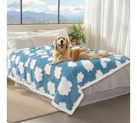 Luciphia Waterproof Pet Blanket for Medium Large Dogs Washable Fluffy Thick Jacquard Shag Fleece Warm Sherpa 3D Textured Flower Print for Cats Puppy Couch Protection (Blue Cloud,85x57 inches)