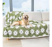 Luciphia Waterproof Pet Blanket for Medium Large Dogs Washable Fluffy Thick Jacquard Shag Fleece Warm Sherpa 3D Textured Flower Print for Cats Puppy Couch Protection (Green,67x57 inches)
