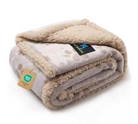 Luciphia Waterproof Pet Blankets Whith Paw Print for Couch Sofa Bed Cover, Liquid Pee Proof Soft Fluffy Dog Blanket Washable, Reversible Furniture Protection Puppy Cat, Khaki, X-Large（85" x 57"）