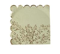 Luck and Luck 16 Sage Green Paper Napkins With Gold Sprigs, Afternoon Tea Party Napkins, Sage Green Tableware, Wedding Paper Napkins