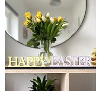 Luck and Luck Easter Sign, Wooden, MDF & Oak Veneer, 50cm x 8.5cm, Tabletop, Contemporary Style, Happy Easter